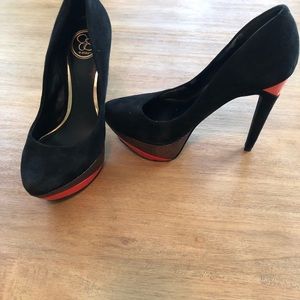 Jessica Simpson heels size 6 black,orange,metallic